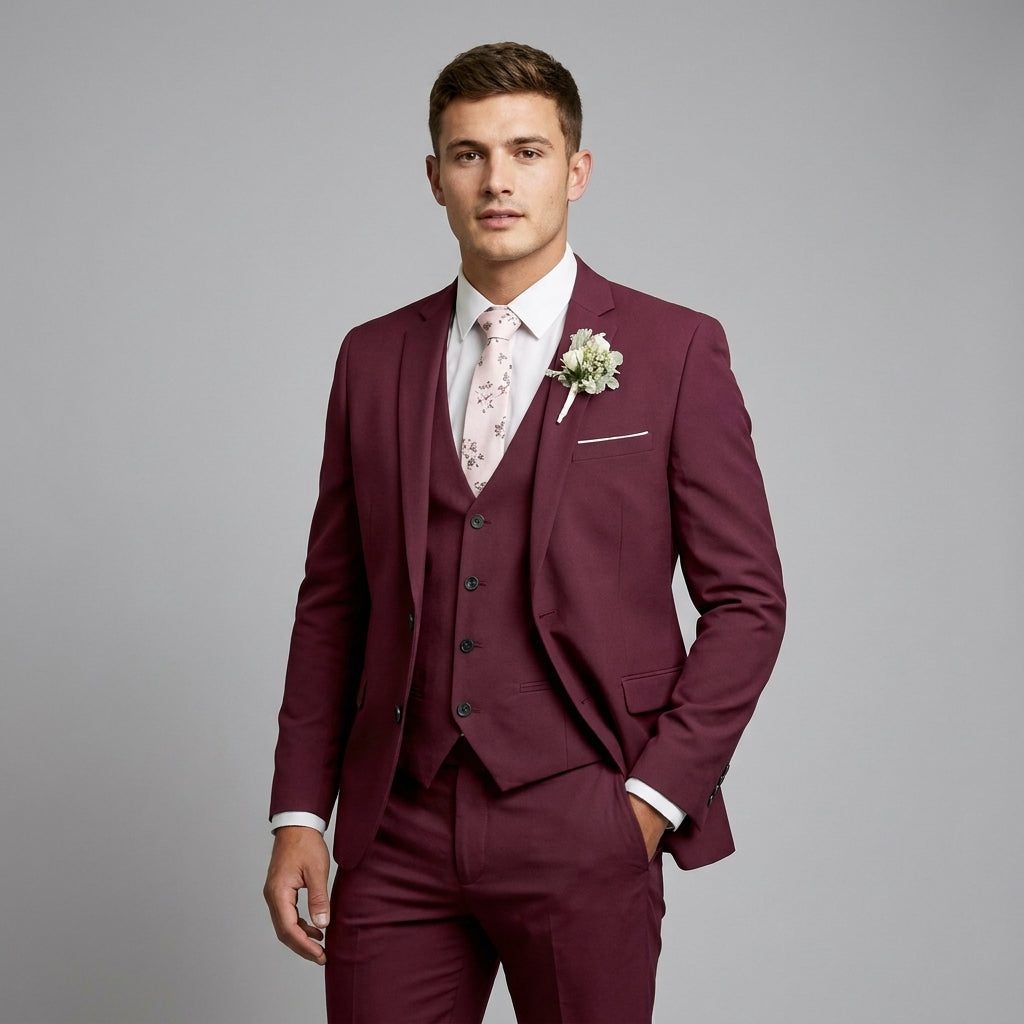 Completo Slim Fit Tre Pezzi Rever Blu Navy Uomo | Elegante