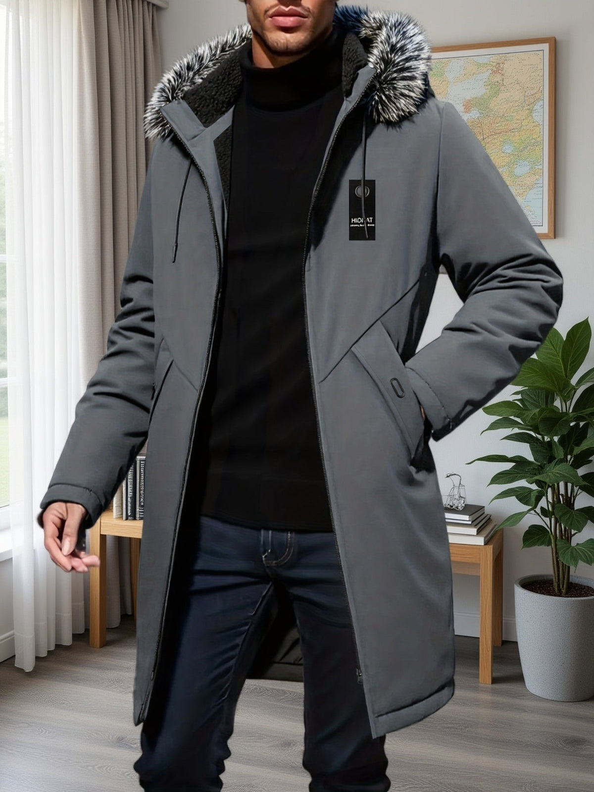 Parka Uomo Midi con Cappuccio – Protezione Invernale Urbana