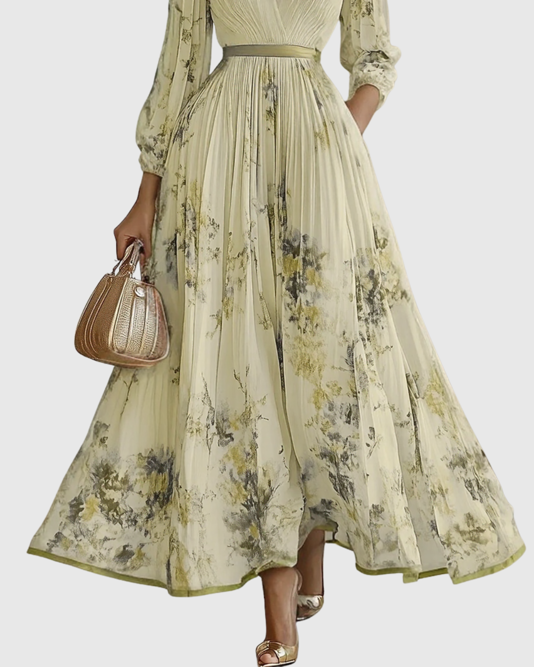 Rowella™ | Abito Maxi con Pieghe Donna Elegante Cerimonia