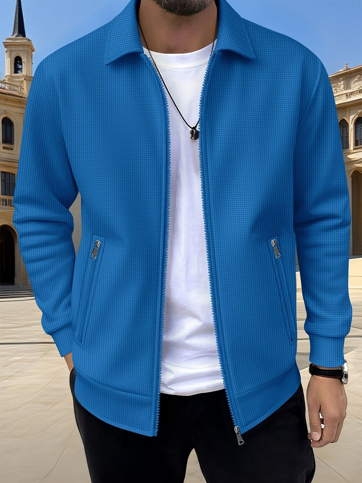 Giacca Uomo Texturizzata con Zip Leggera – Look Moderno Essenziale