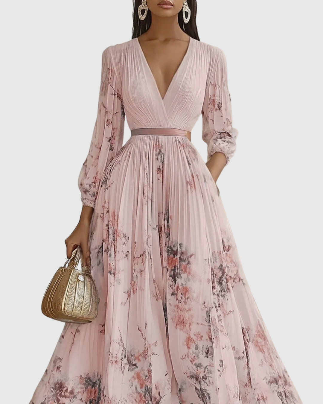 Rowella™ | Abito Maxi con Pieghe Donna Elegante Cerimonia