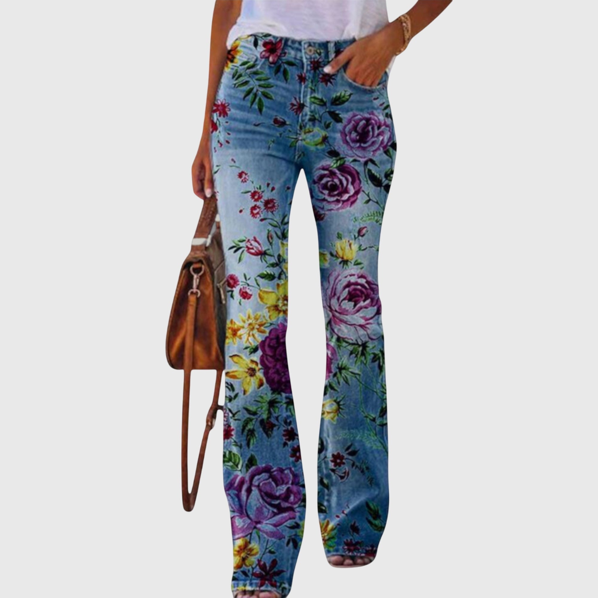 Pantaloni con Fiori Donna | Stampa Floreale Romantica