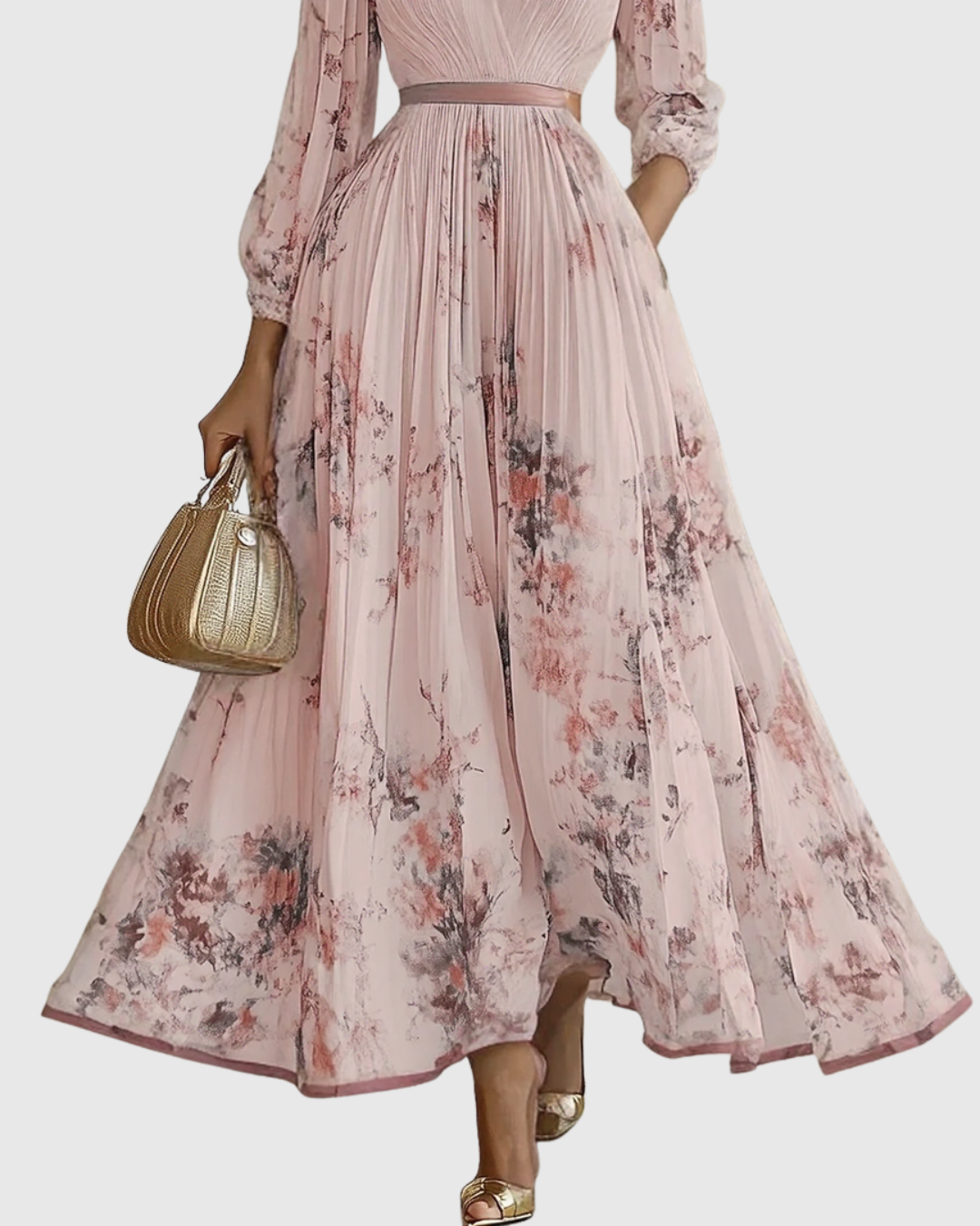 Rowella™ | Abito Maxi con Pieghe Donna Elegante Cerimonia
