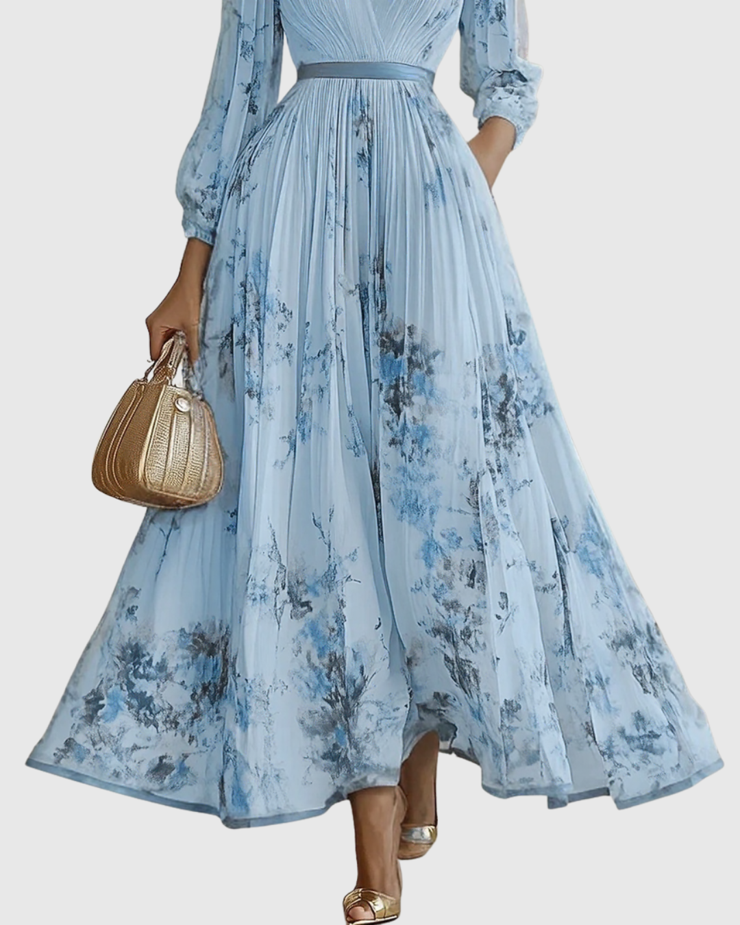 Rowella™ | Abito Maxi con Pieghe Donna Elegante Cerimonia