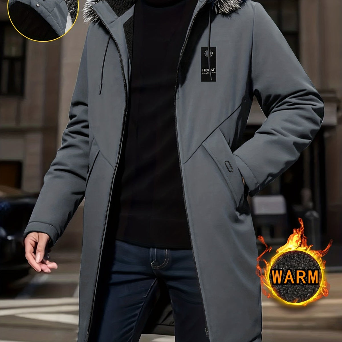 Parka Uomo Midi con Cappuccio – Protezione Invernale Urbana