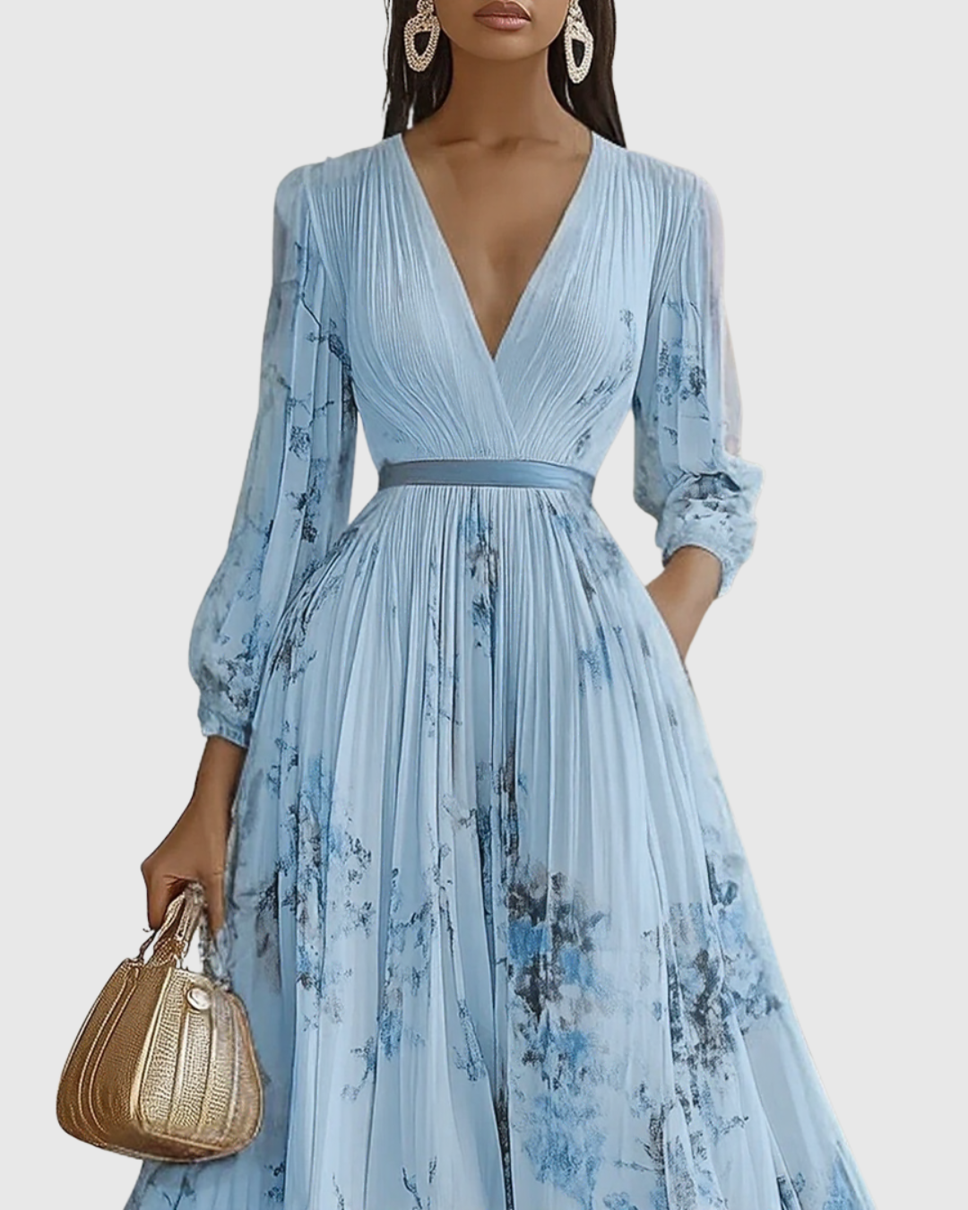 Rowella™ | Abito Maxi con Pieghe Donna Elegante Cerimonia
