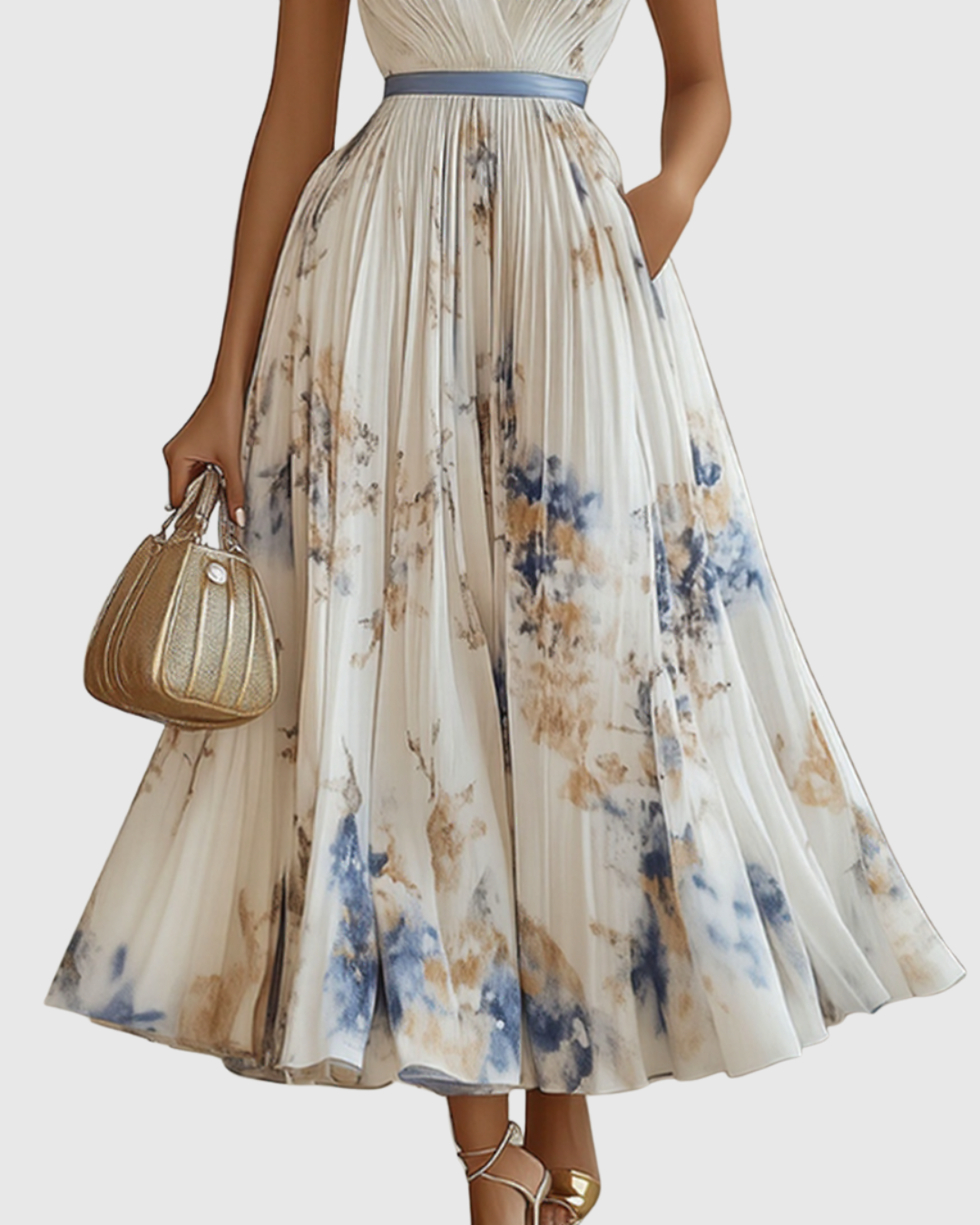 Rowella™ | Abito Maxi con Pieghe Donna Elegante Cerimonia