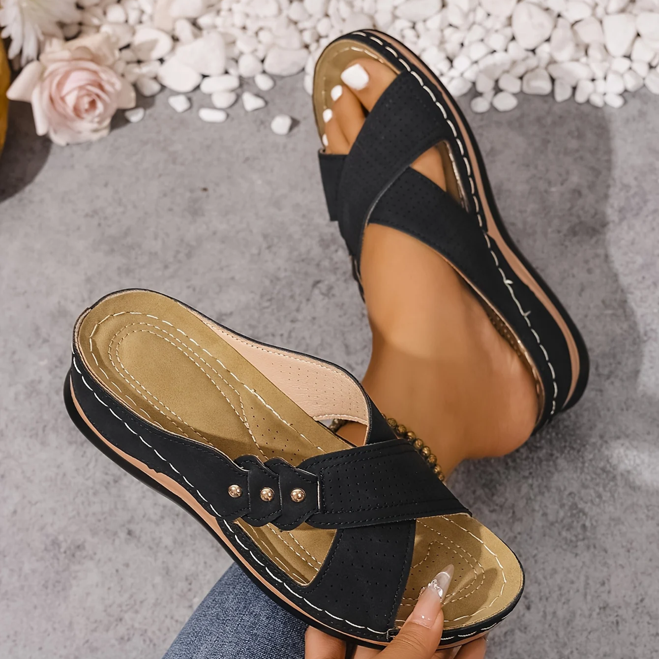 Ezera | Sandali con Zeppa Ortopedici Eleganti
