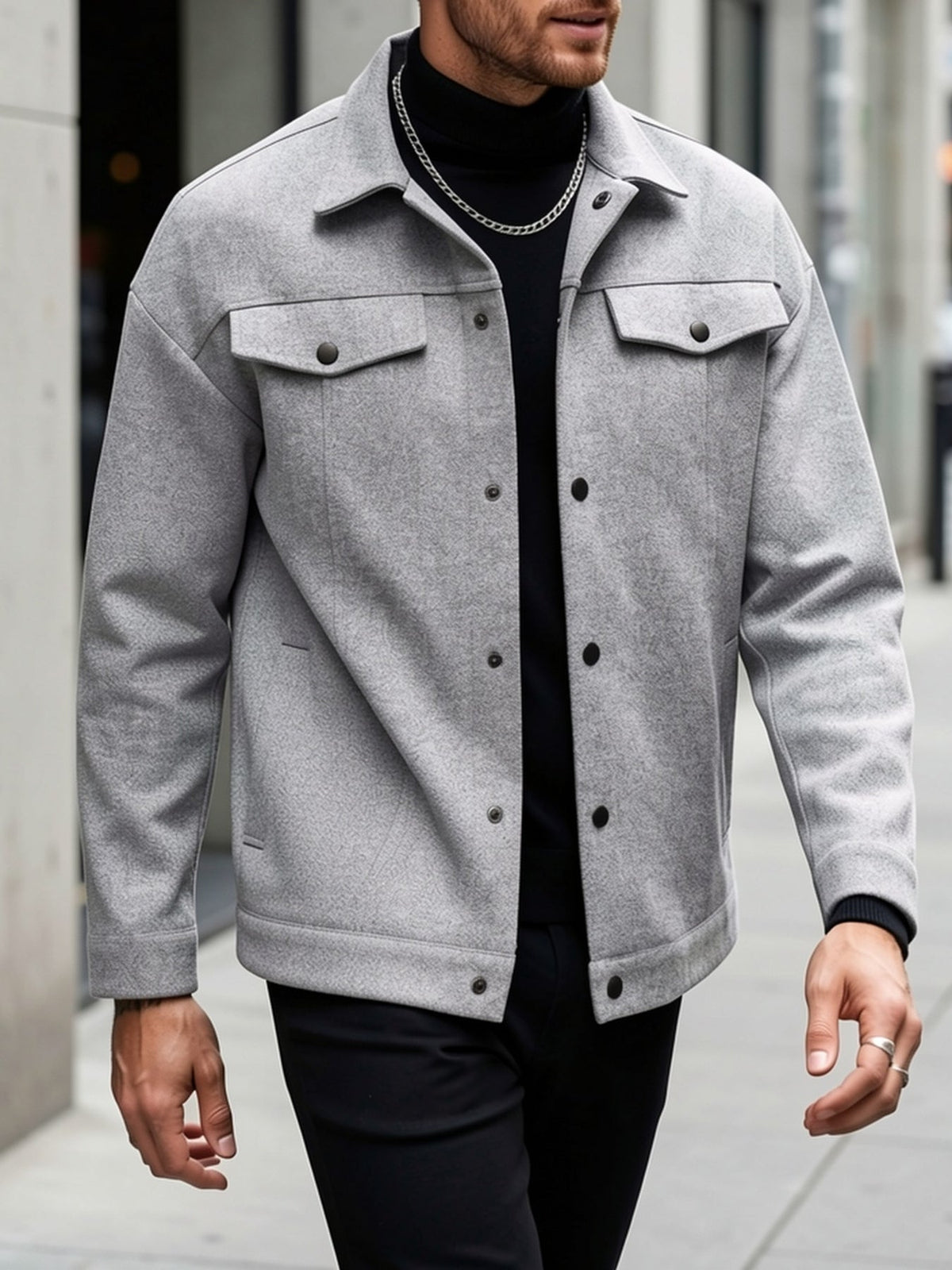 Giacca Uomo con Bottoni a Pressione – Design Contemporaneo