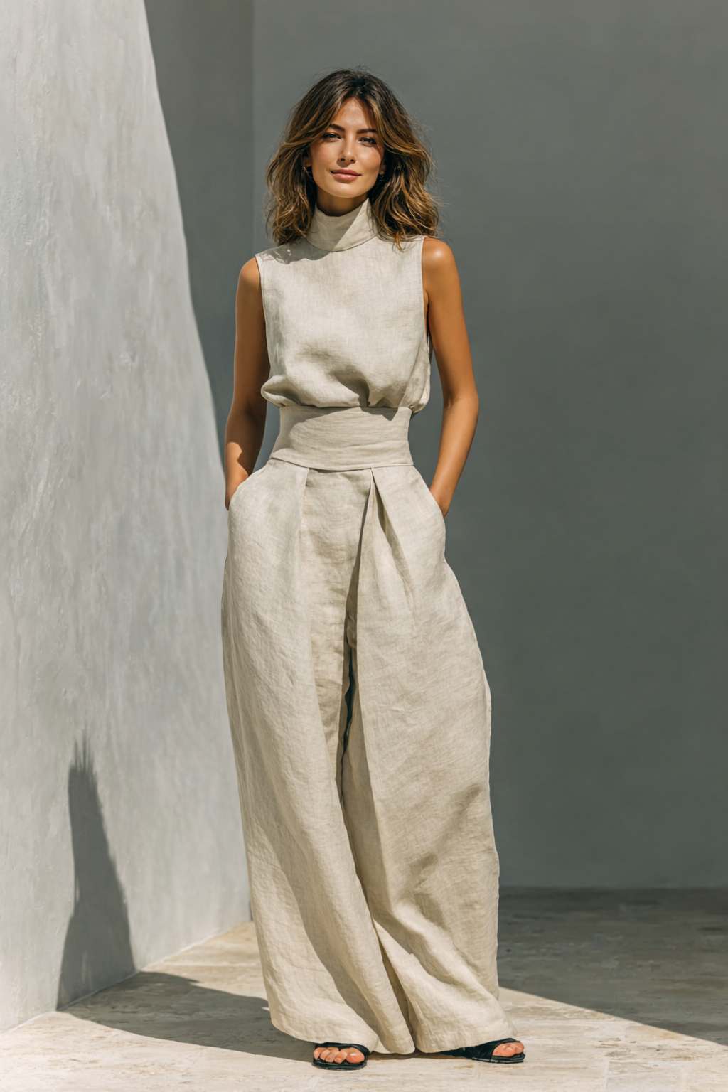 Elsie | Completo con Top Senza Maniche e Pantaloni a Gamba Larga