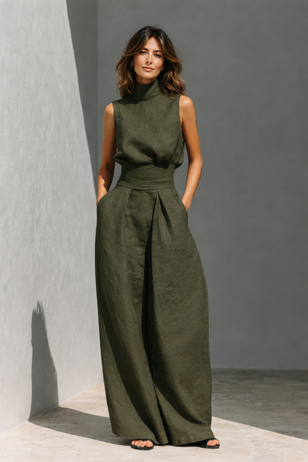 Elsie | Completo con Top Senza Maniche e Pantaloni a Gamba Larga