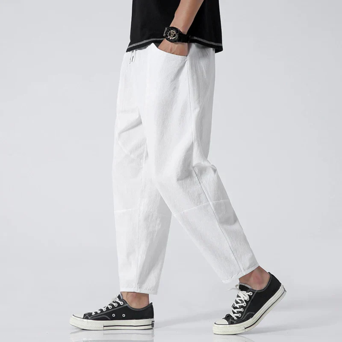 Pantaloni Cropped Uomo Fit Ampio