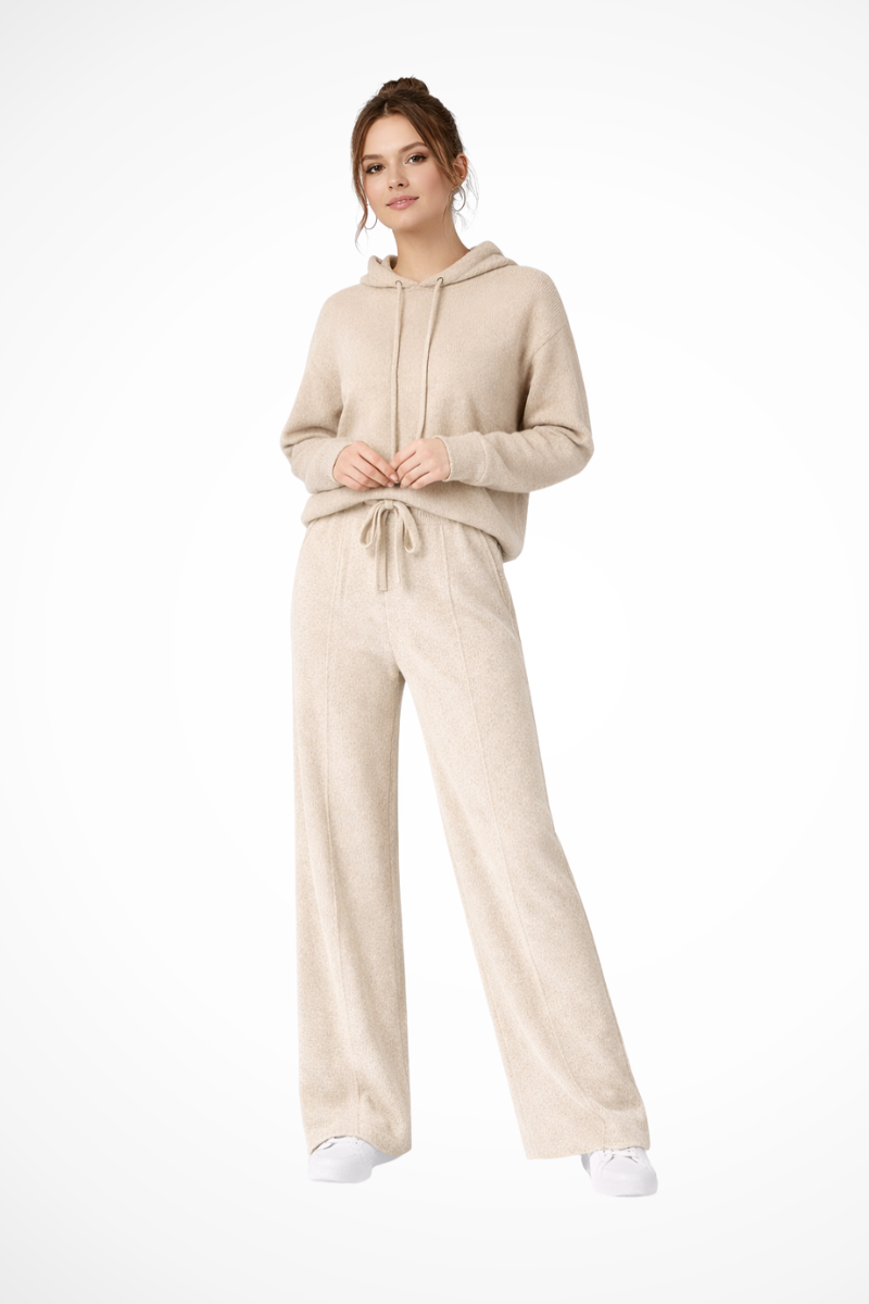 Pantaloni a Gamba Larga Donna con Coulisse in Vita