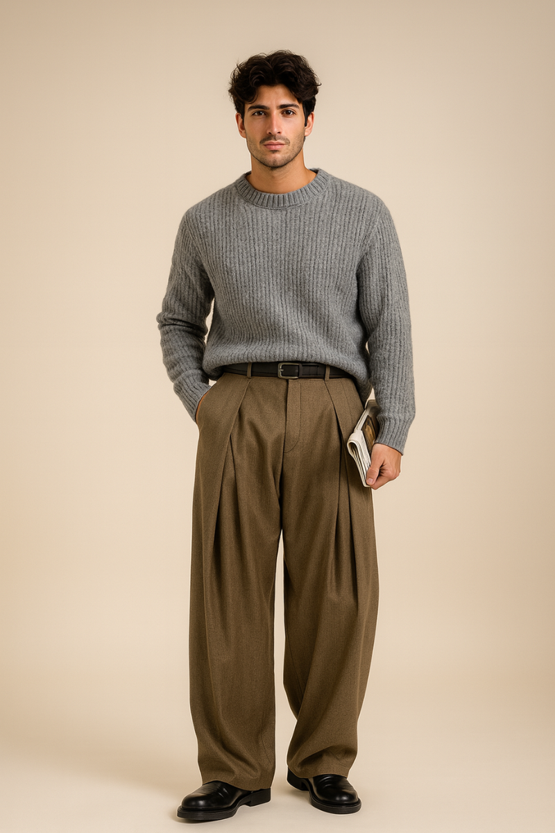 Pantaloni Uomo a Gamba Larga Smart Casual