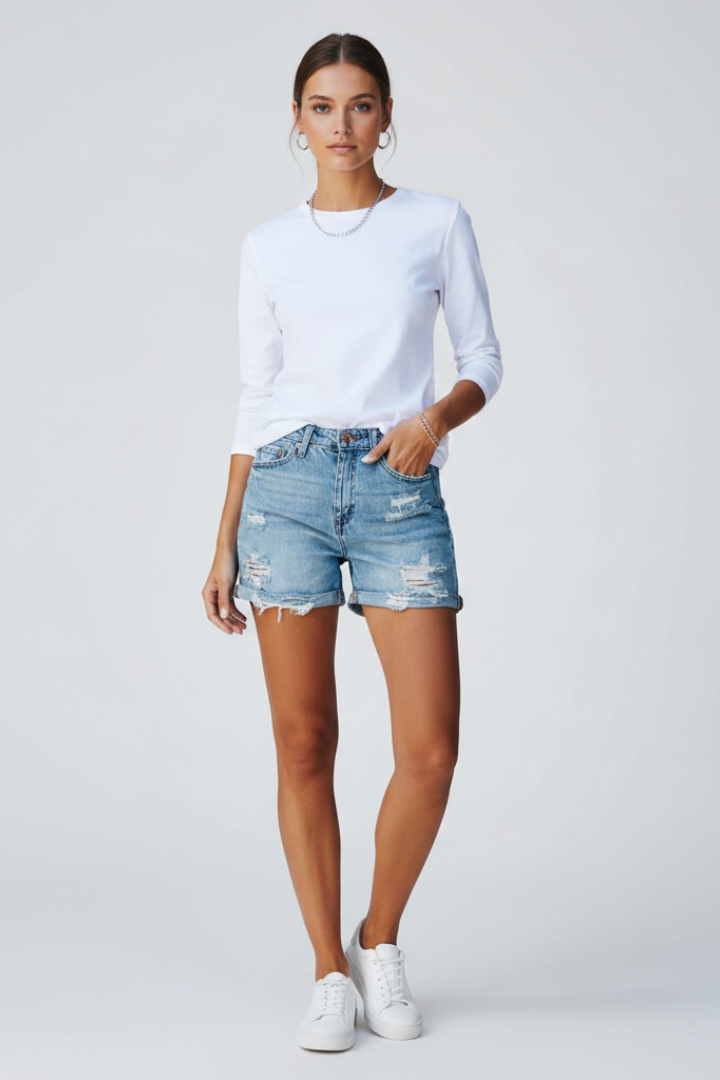 Charlotte | Pantaloncini Denim Donna Casual con Frange