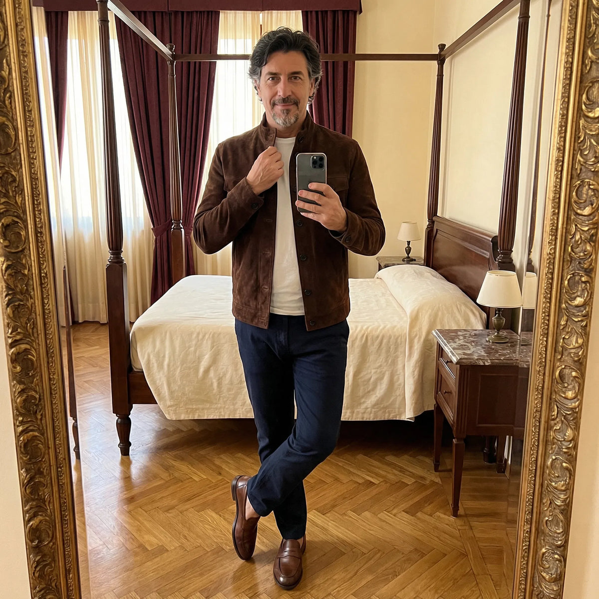 Giacca Uomo in Camoscio con Tasche – Lusso Casual