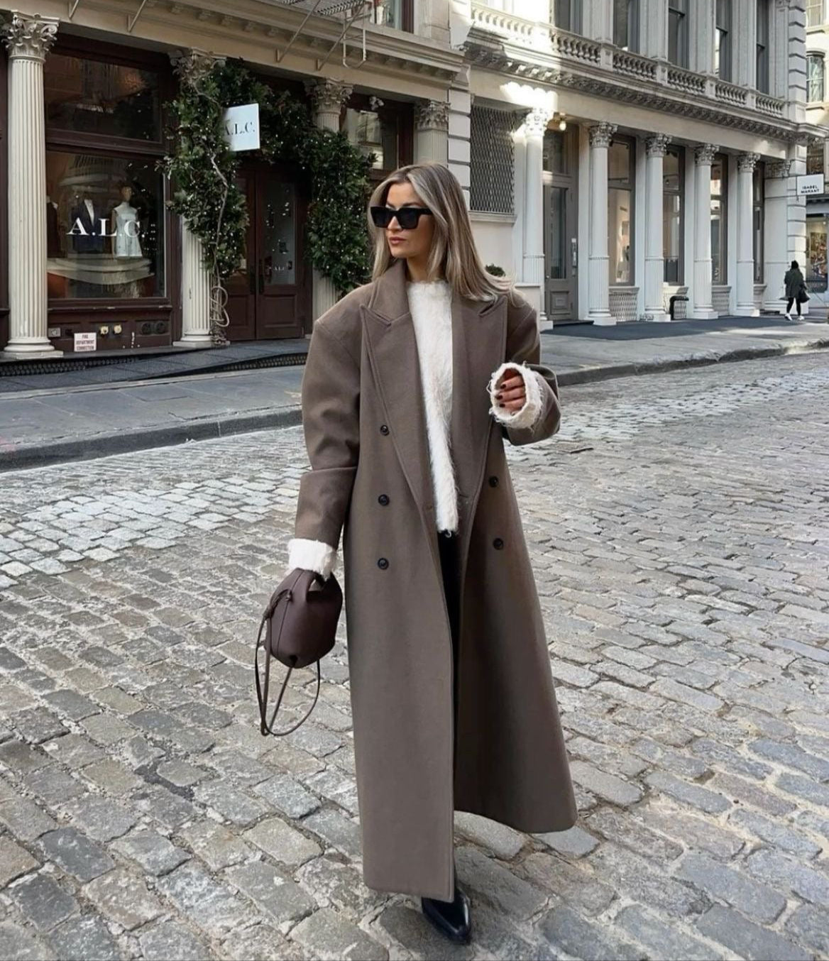 Cappotto Oversize Donna Doppiopetto – Giacca Elegante con Spalle Strutturate