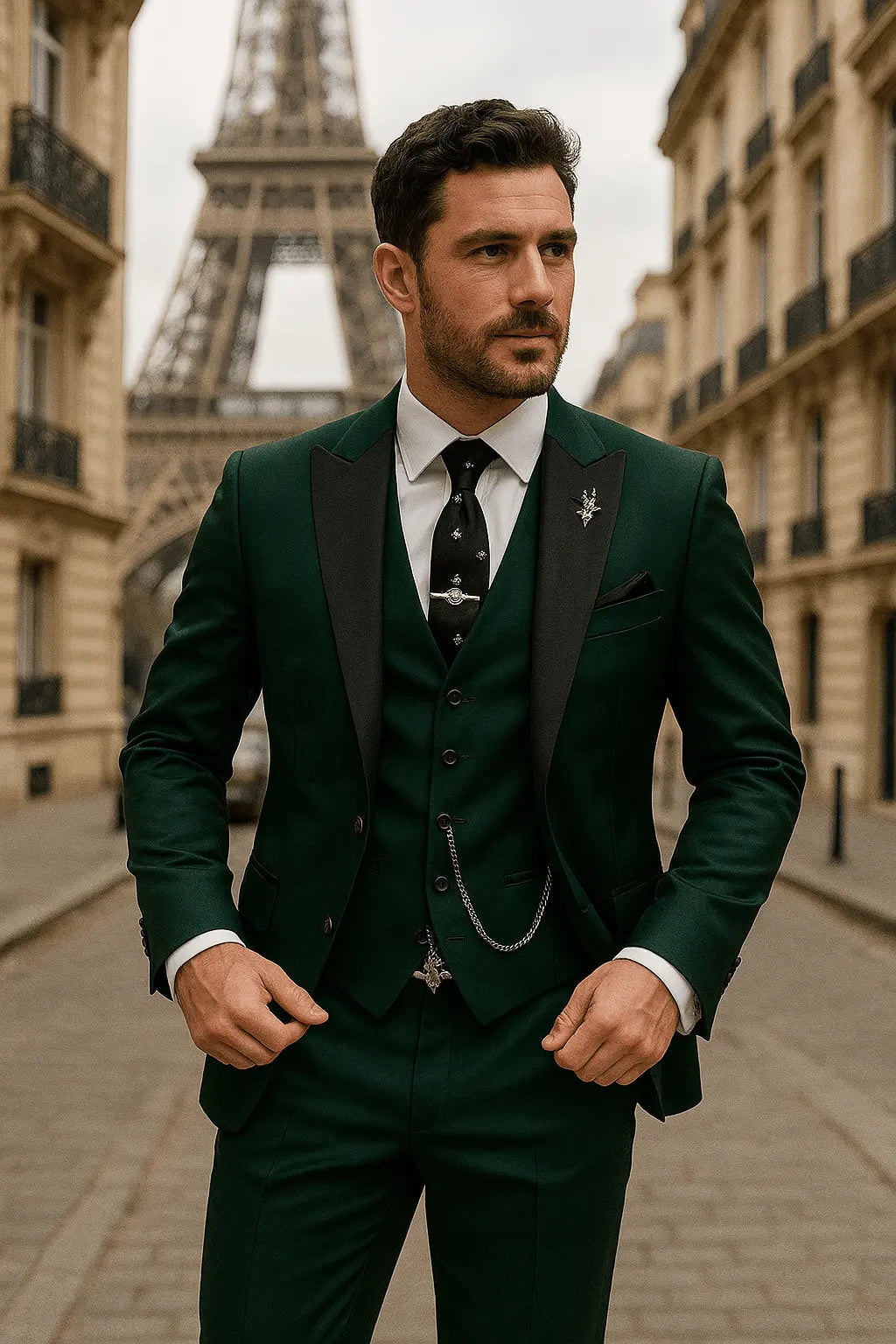 Completo Slim Fit Tre Pezzi Uomo Verde | Abito Formale Moderno