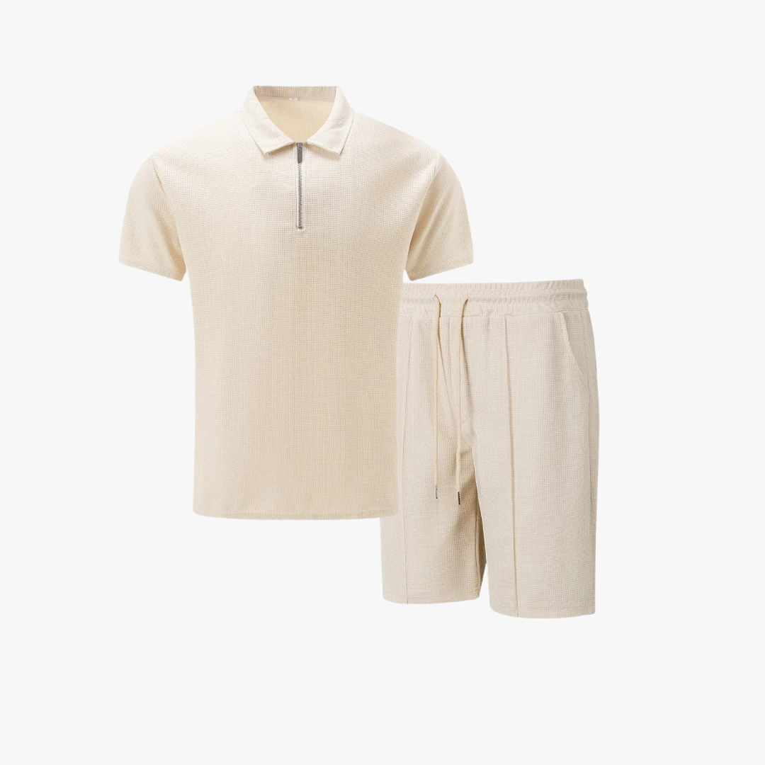 Completo Polo con Zip e Pantaloncini Uomo | Look Coordinato