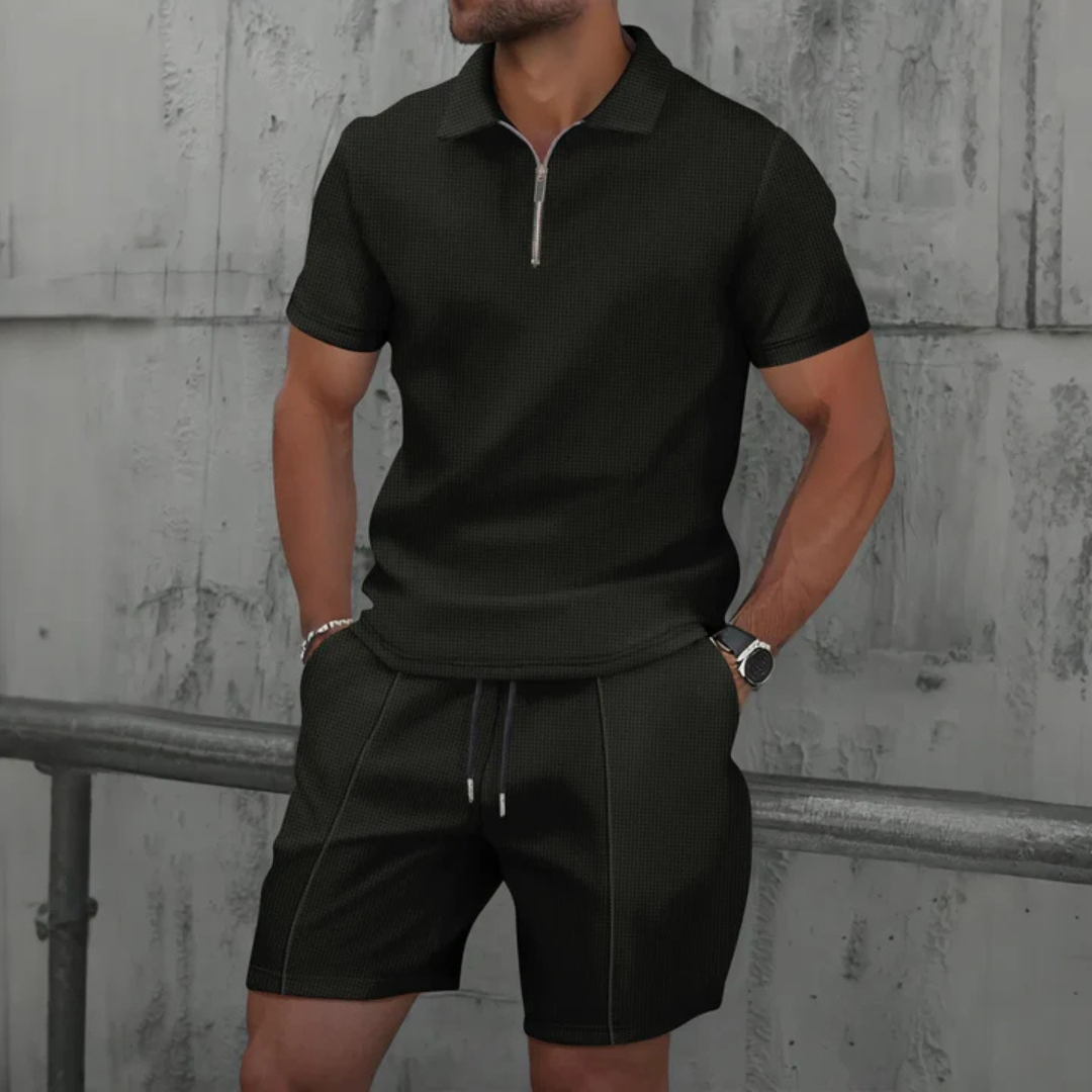 Completo Polo con Zip e Pantaloncini Uomo | Look Coordinato