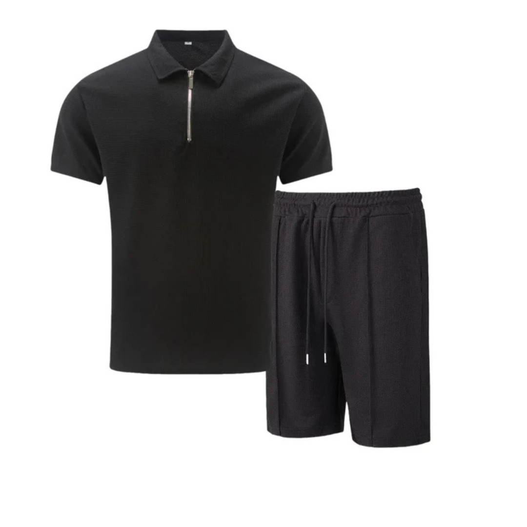 Completo Polo con Zip e Pantaloncini Uomo | Look Coordinato