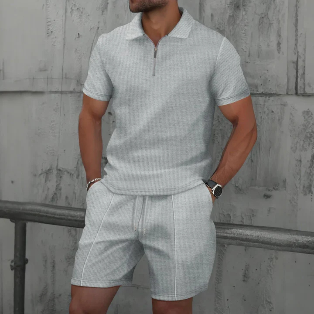 Completo Polo con Zip e Pantaloncini Uomo | Look Coordinato