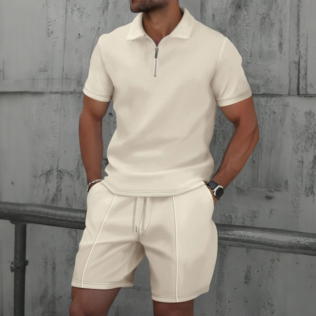 Completo Polo con Zip e Pantaloncini Uomo | Look Coordinato
