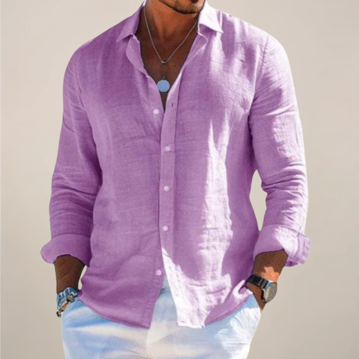 Camicia di Lino con Bottoni Uomo