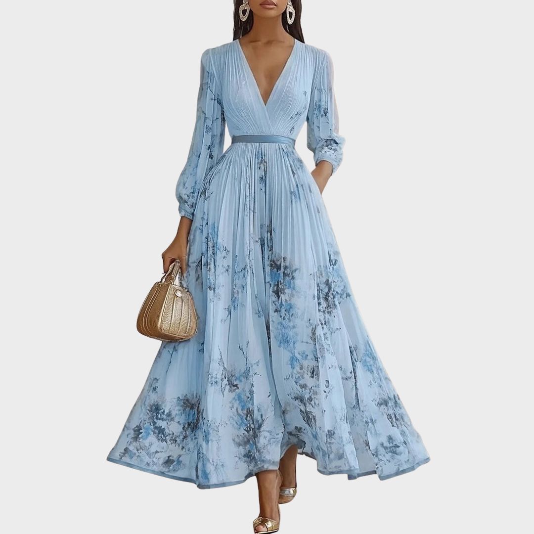 Rowella™ | Abito Maxi con Pieghe Donna Elegante Cerimonia