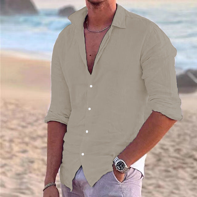 Camicia di Cotone e Lino Uomo
