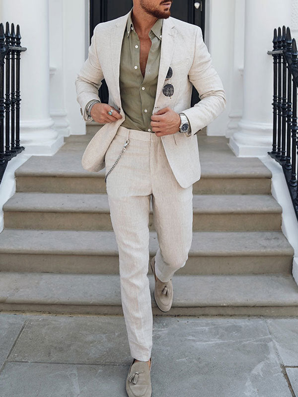 Abito in Lino Slim Fit Uomo | Due Pezzi Elegante Estivo