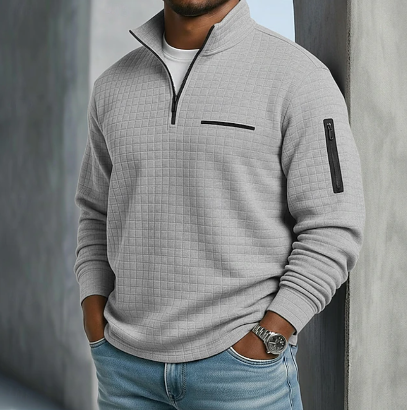 Maglione Uomo a Maglia Waffle Maniche Lunghe – Stile Rilassato