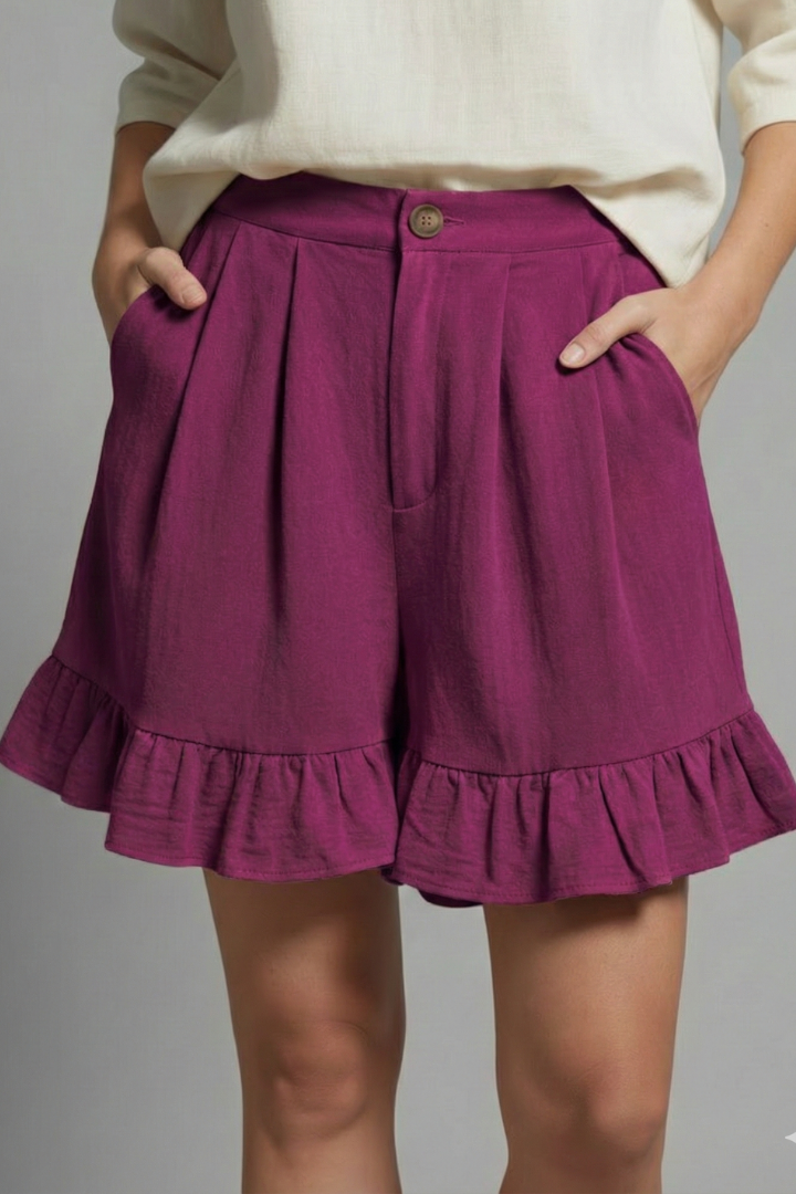 Jacklyn™ | Pantaloncini Vita Alta Orlo Ruche Donna Estivi