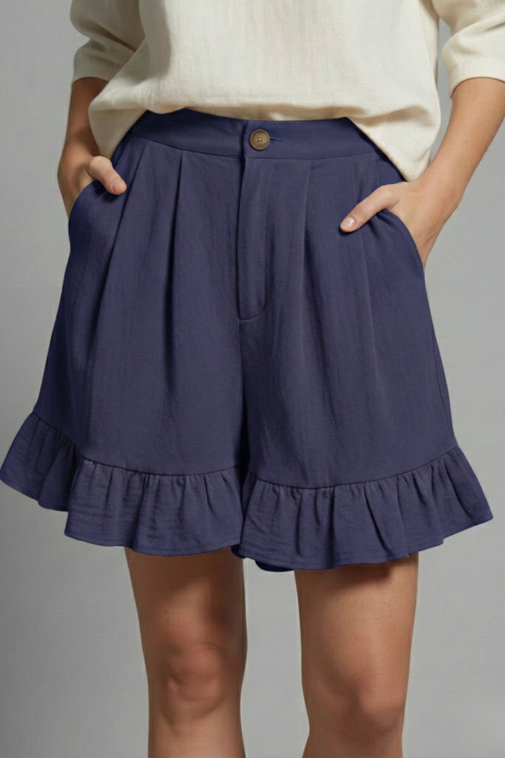 Jacklyn™ | Pantaloncini Vita Alta Orlo Ruche Donna Estivi
