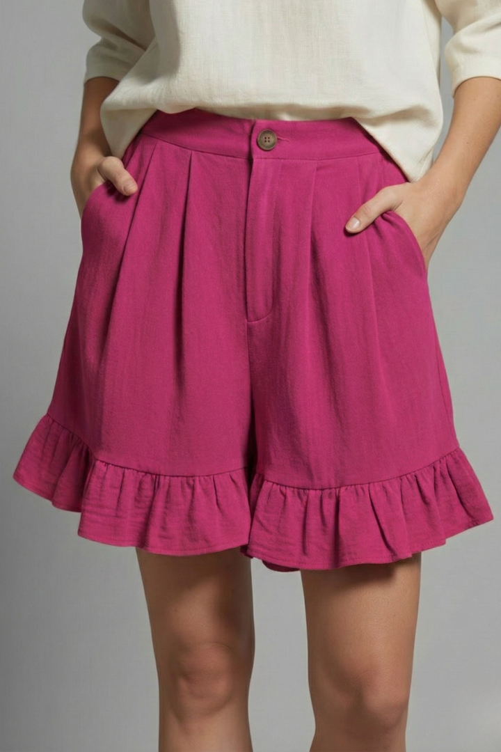 Jacklyn™ | Pantaloncini Vita Alta Orlo Ruche Donna Estivi