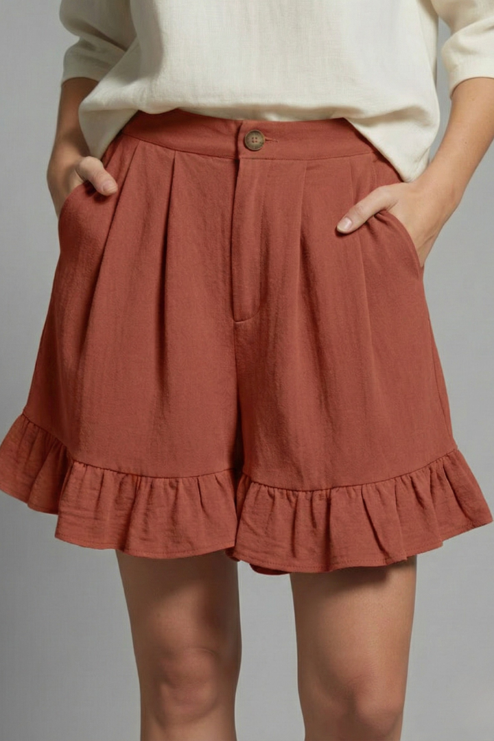 Jacklyn™ | Pantaloncini Vita Alta Orlo Ruche Donna Estivi