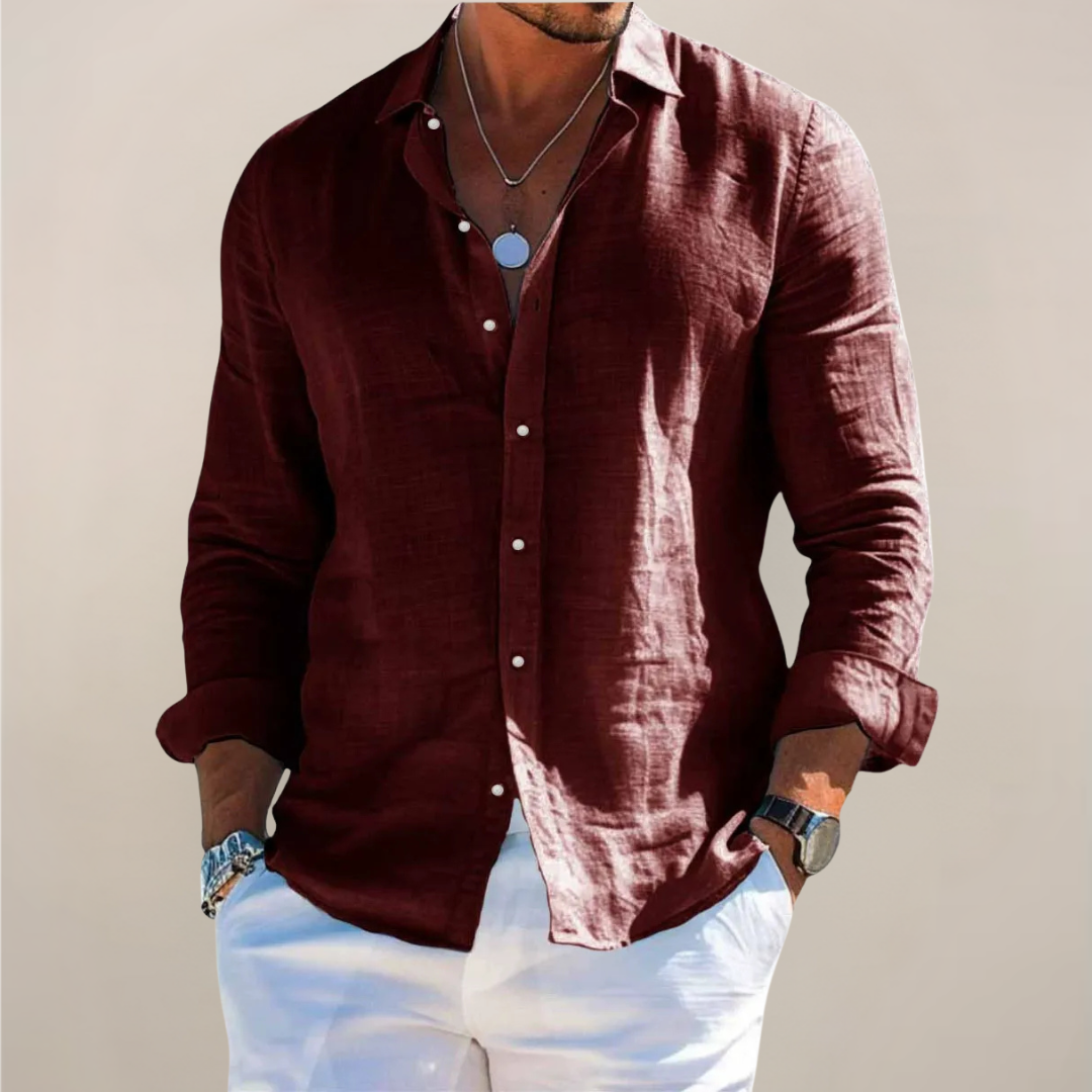 Camicia di Lino con Bottoni Uomo