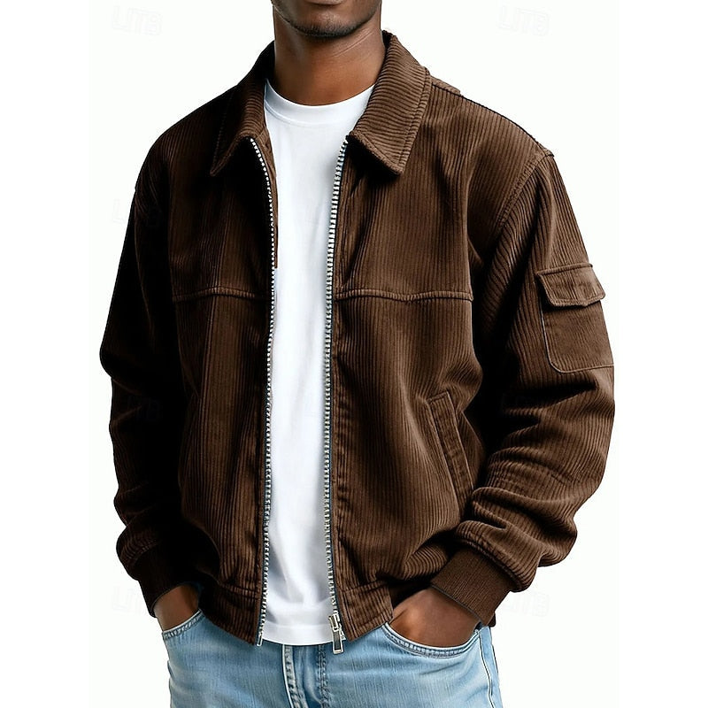 Giacca Uomo a Costine con Zip – Stile Comodo e Moderno