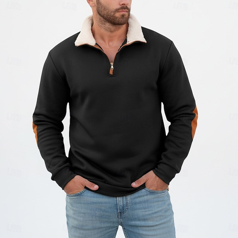 Pullover Uomo Accogliente con Zip Corta – Morbidezza Avvolgente