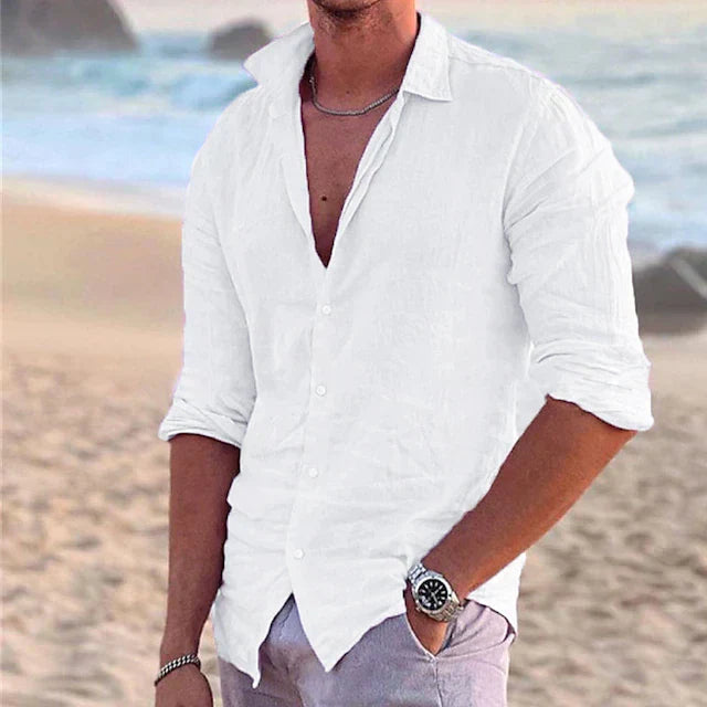 Camicia di Cotone e Lino Uomo