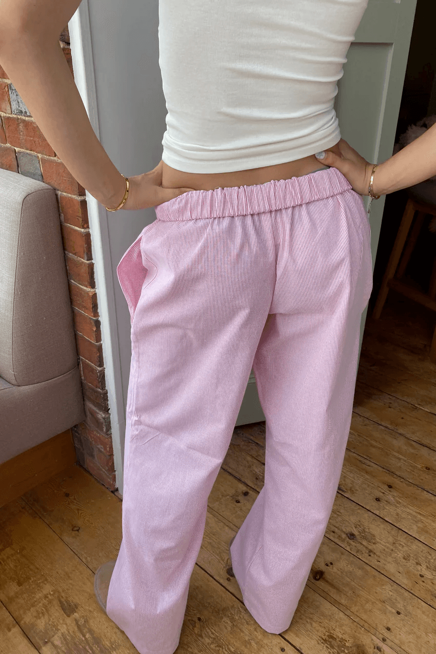Pantaloni a Gamba Larga Donna con Vita Elastica