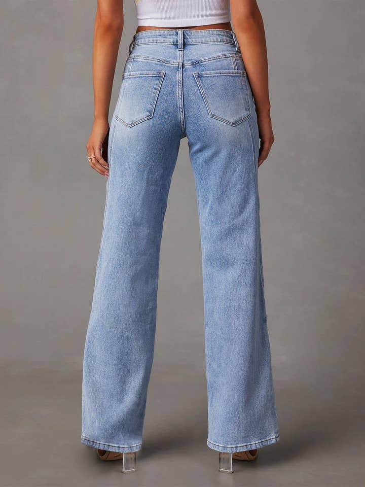 Jeans Donna a Gamba Dritta Vita Alta
