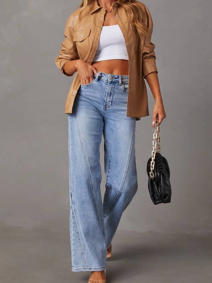 Jeans Donna a Gamba Dritta Vita Alta