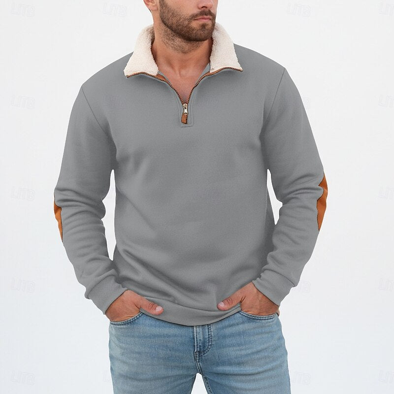 Pullover Uomo Accogliente con Zip Corta – Morbidezza Avvolgente