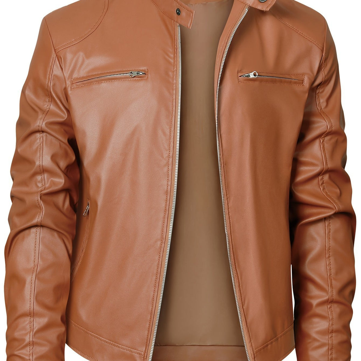 Giacca Uomo con Collo Rialzato Stile Moto – Look Deciso