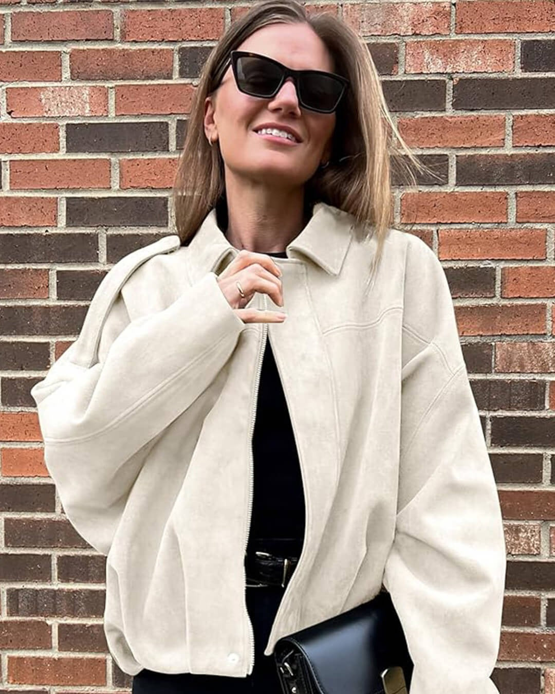 Giacca Bomber Donna in Ecosuede con Collo – Look Sofisticato