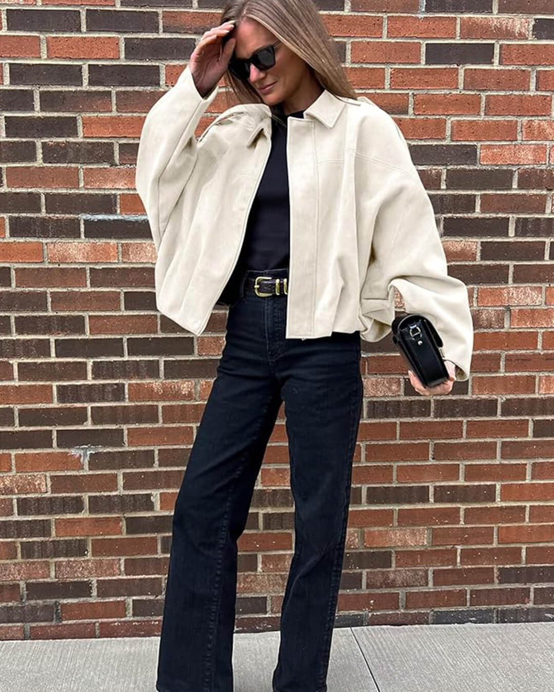 Giacca Bomber Donna in Ecosuede con Collo – Look Sofisticato