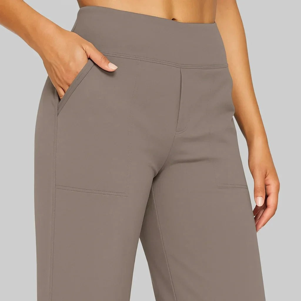 Pantaloni Donna a Vita Alta Elasticizzati a Gamba Larga