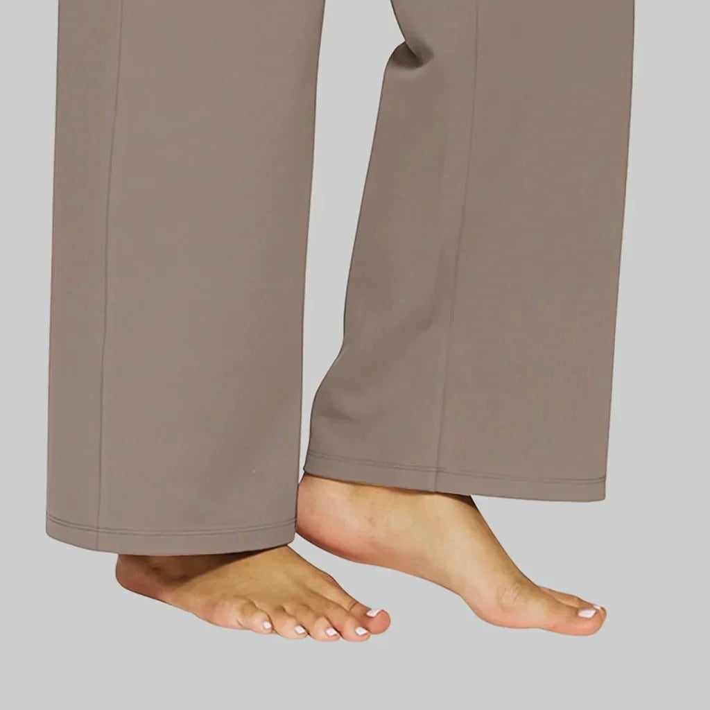 Pantaloni Donna a Vita Alta Elasticizzati a Gamba Larga