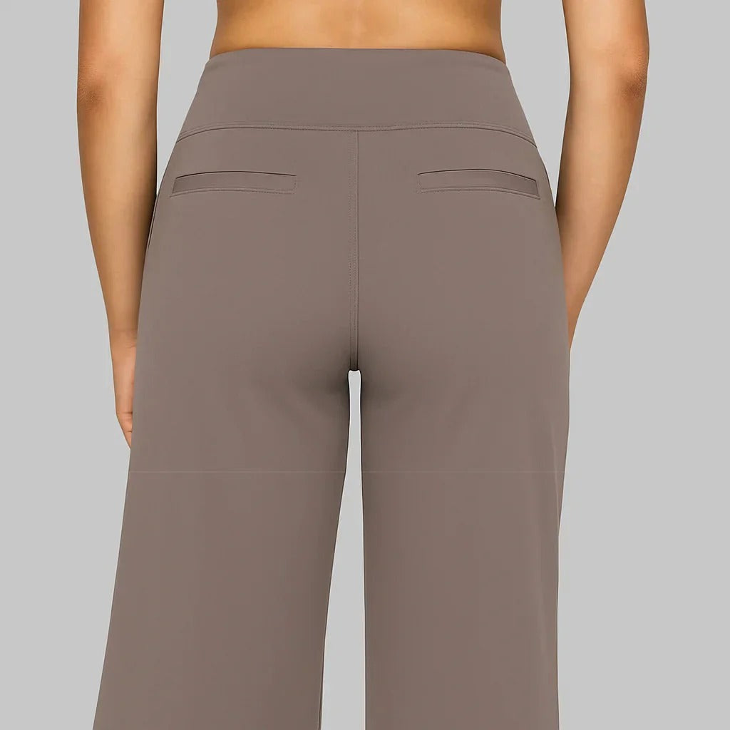 Pantaloni Donna a Vita Alta Elasticizzati a Gamba Larga